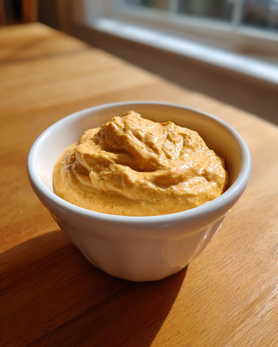 A small white bowl filled with thick, creamy orange beer cheese dip sits on a wooden table.