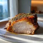 Cross-section of a perfectly cooked, juicy slow cooker turkey breast with a browned, herbed crust.