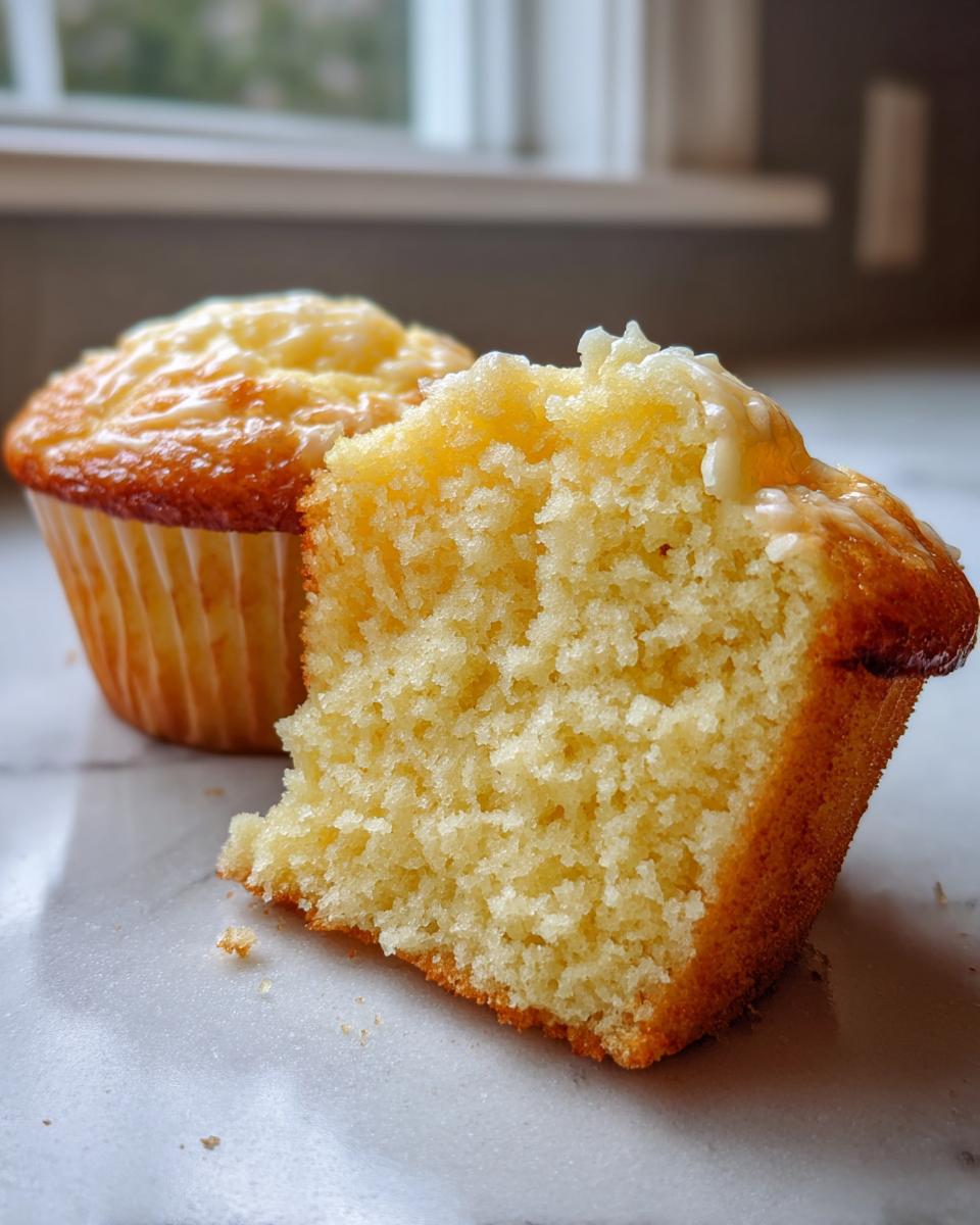 Close-up showing the soft, moist crumb texture of a vanilla cupcake cut in half.