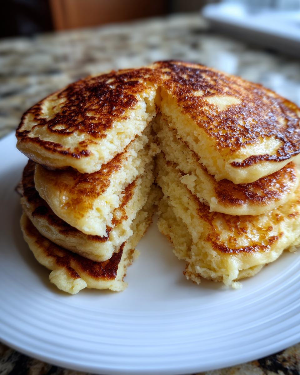 A close-up of a stack of fluffy banana pancakes cut in half, showing the soft interior texture.