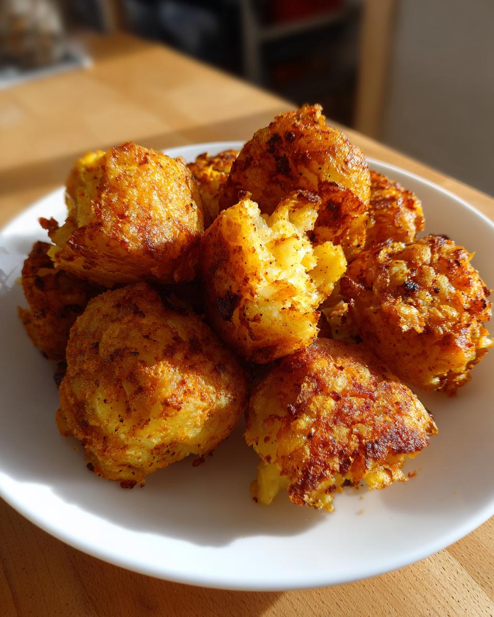 A pile of golden brown, crispy oven roasted potatoes served on a white plate.