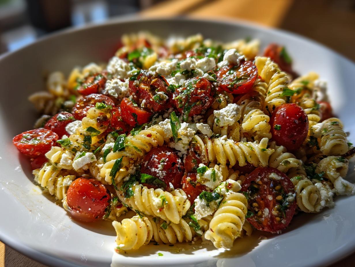 feta mediterranean pasta salad - Featured